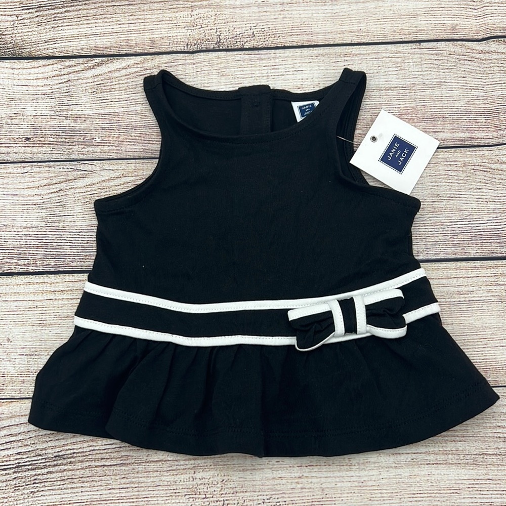 Janie and Jack Black and White Cotton Tank Top Size 3 to 6 months NWTs